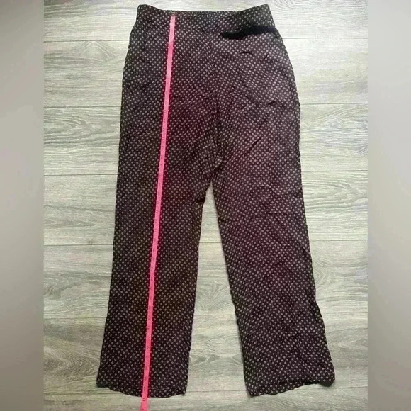 Theory Wide Leg Navy Wine White 100% Silk Patterned Pqnts Size S - Picture 7 of 8